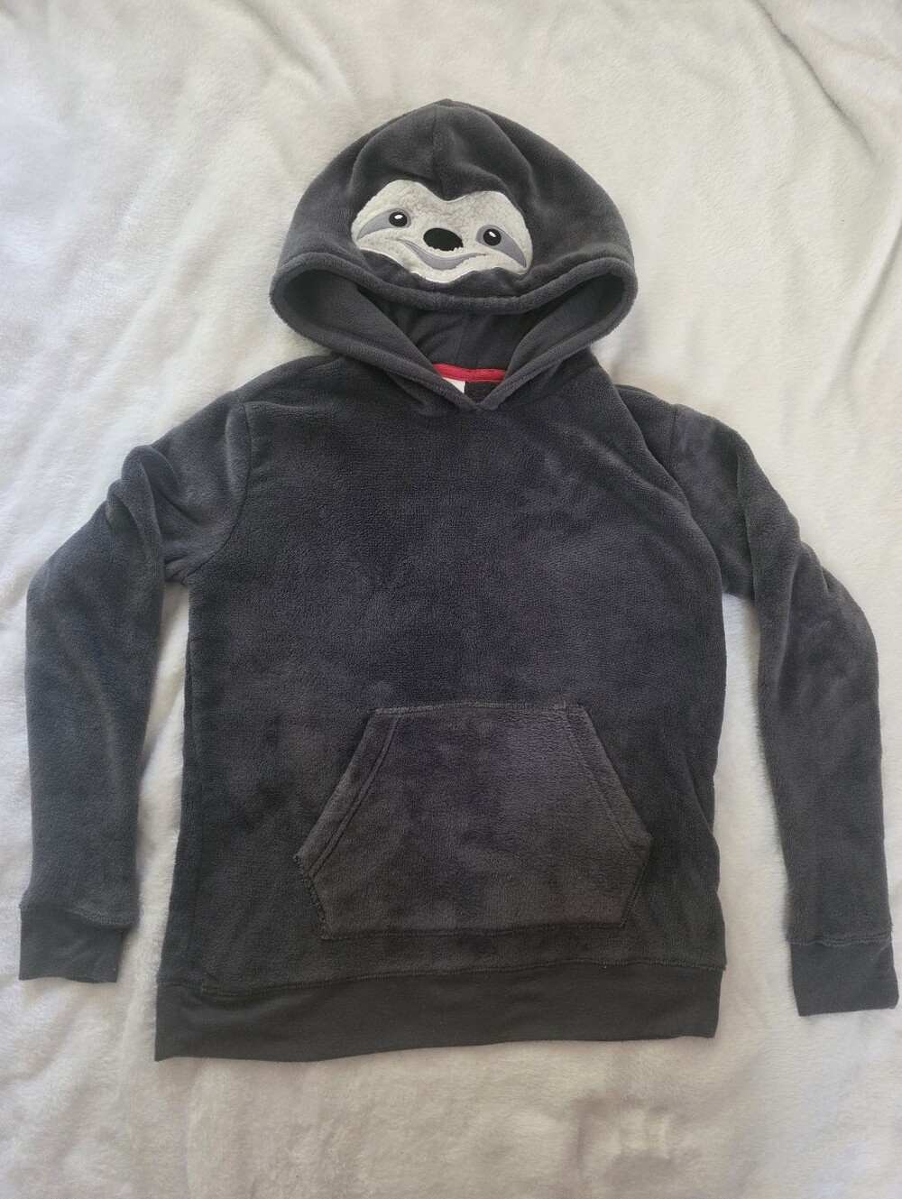 SO Plush Hooded Sloth Pajama Top - Dark Gray